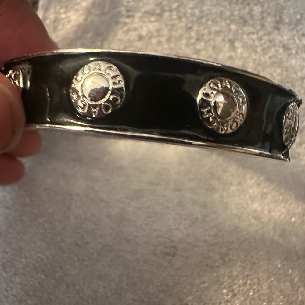 Coach Enamel Bangle Bracelet in Black And Silver - Picture 4 of 8